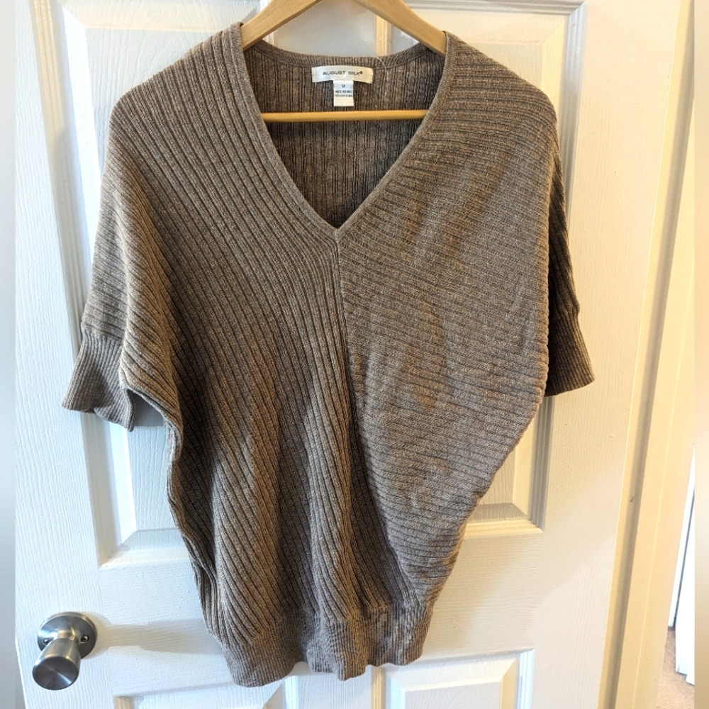 August Silk V neck loose fit 3/4 length sweater top